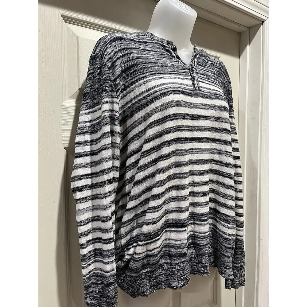 Express Sweater Size Large Gray Cream Striped Oversized